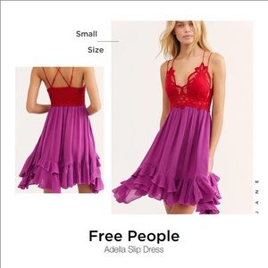 Free People Red and Purple Adella Dress